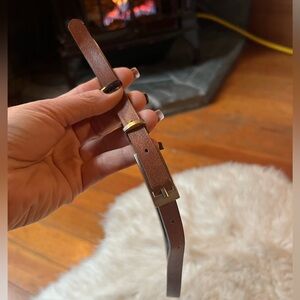 Tan Brown Leather Skinny Fashion Belt